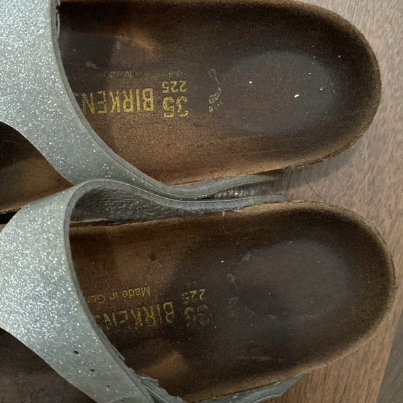 Birkenstock Gizeh Girl Kid Silver Glitter Thong Sandals Size 35 - Picture 8 of 12